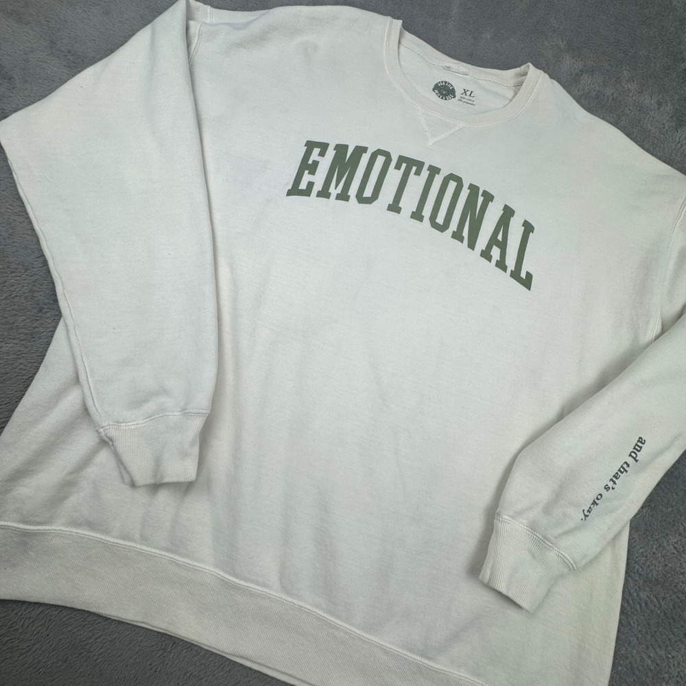See The Way I See Sweatshirt Mens XL Cream Excellent Emotional Graphic Pullover